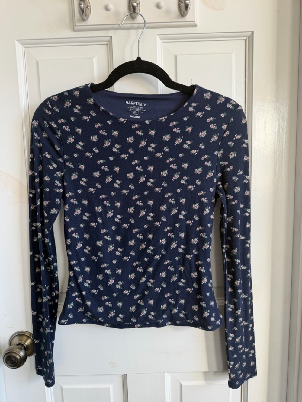 Harper Navy Floral Long Sleeve Tee